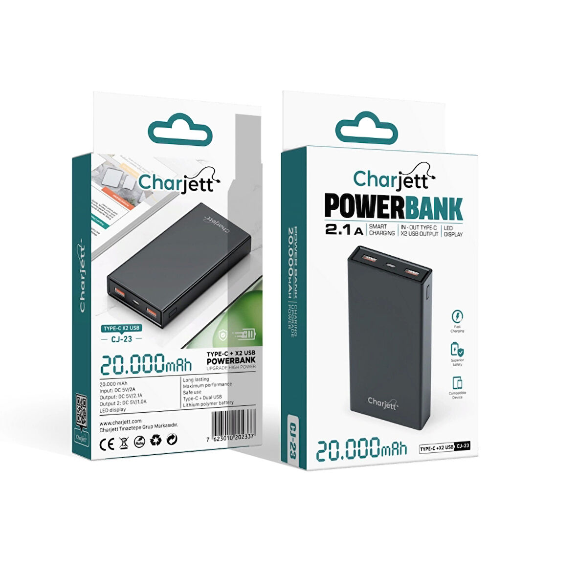 Charjett 2.1A 20.000 mAh Taşınabilir Şarj Cihazı