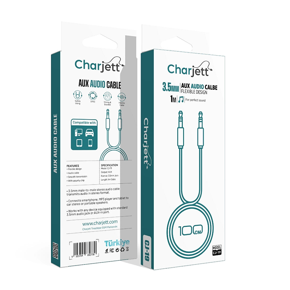 Charjett 3.5mm Jack AUX Kablosu