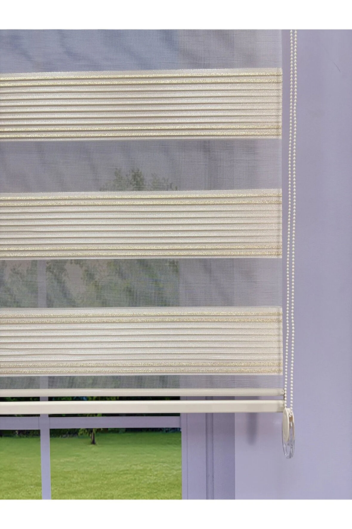 ANKA Serisi Gold Simli Zebra Perde – Gündüz Gece Kullanım, Stor Mekanizmalı