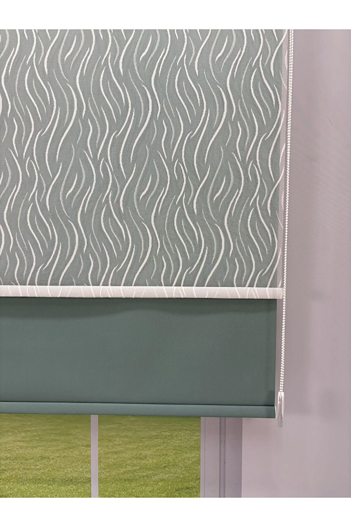 EVA Serisi – Su Yolu Desenli Çift Mekanizmalı Petrol Yeşili Perde