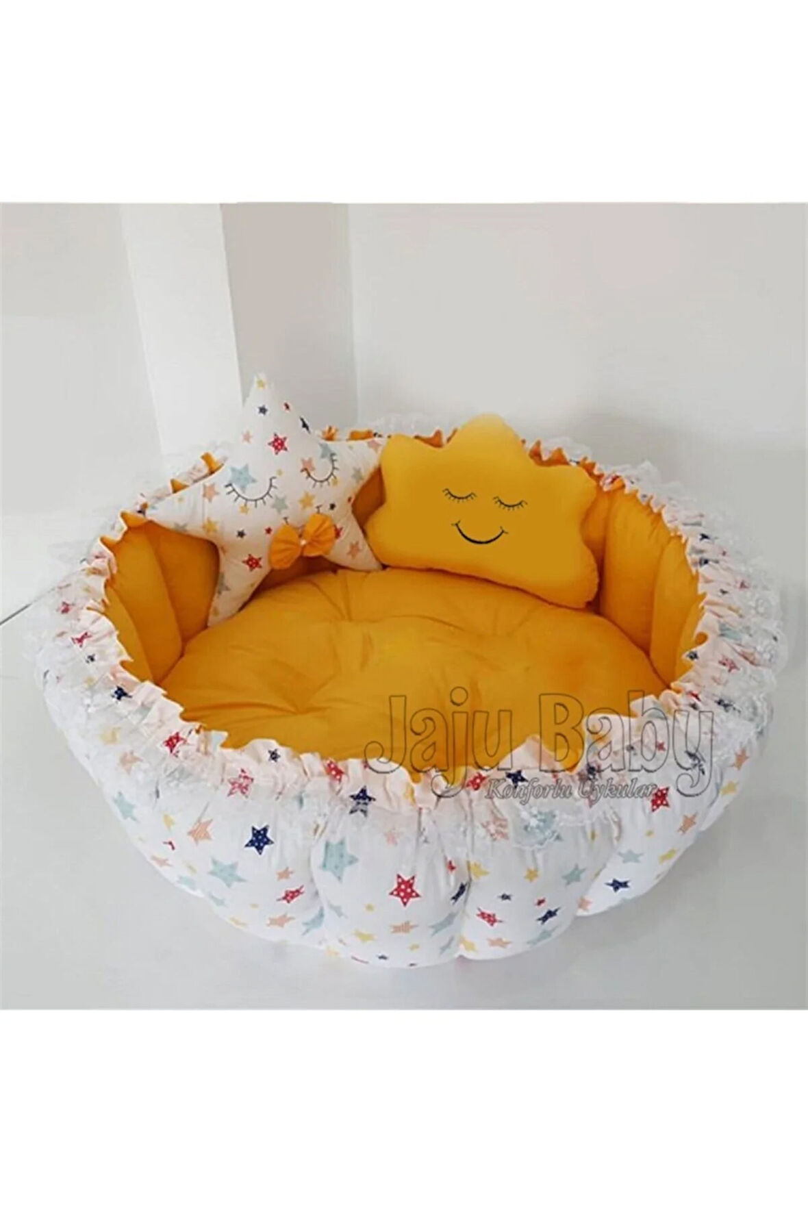 Karışık Yıldızlı Açılır Kapanır Oyun Minderi Bebek Yuvası Jaju-babynest Anne Yanı