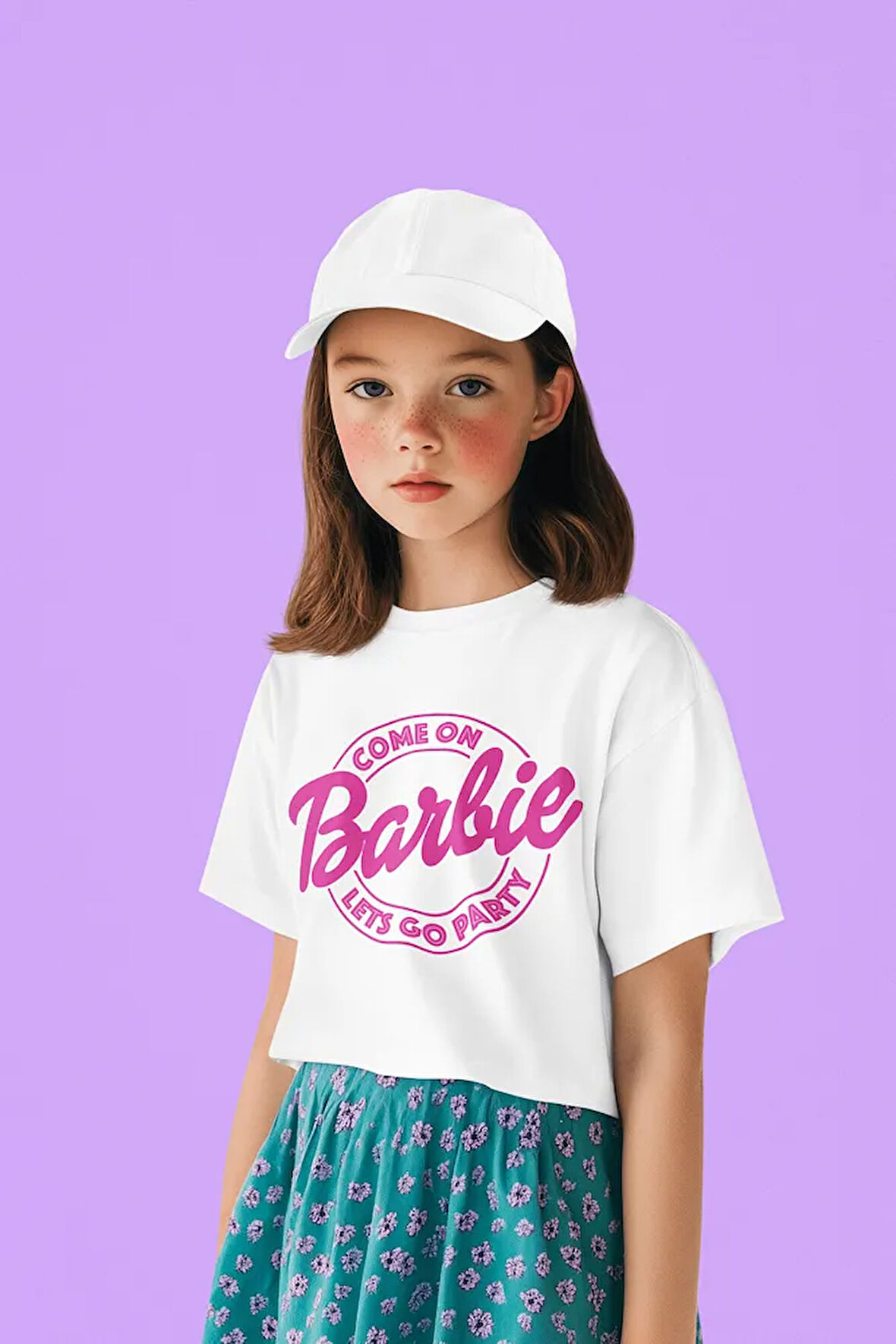 Come On Barbi Lets Go Party Baskılı Unisex Çizgi Film Çocuk Tişört (1-12 YAŞ)