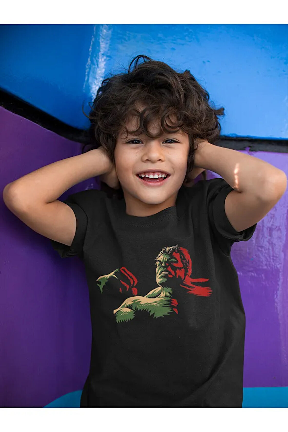 Tasarım Hulk Baskılı Unisex Avengers Film Çocuk Tişört (1-12 YAŞ)