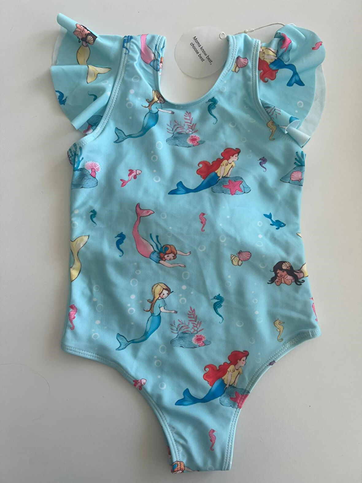 Petityu Mermaid Akvaryum Mavi Mayo Sırtı Fiyonk Detaylı Hızlı Kuruyan Kız Çocuk Mayo