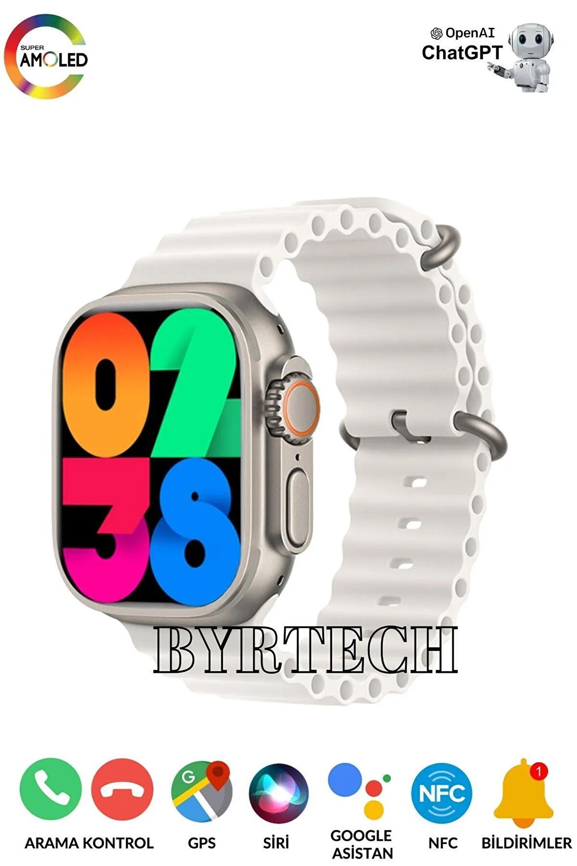 Hk8 Pro Max Chat Gpt Destekli Amoled 2.2 Ekran Kordon Kilitli 49 Mm Watch 8 Ultra Max Akıllı Saat