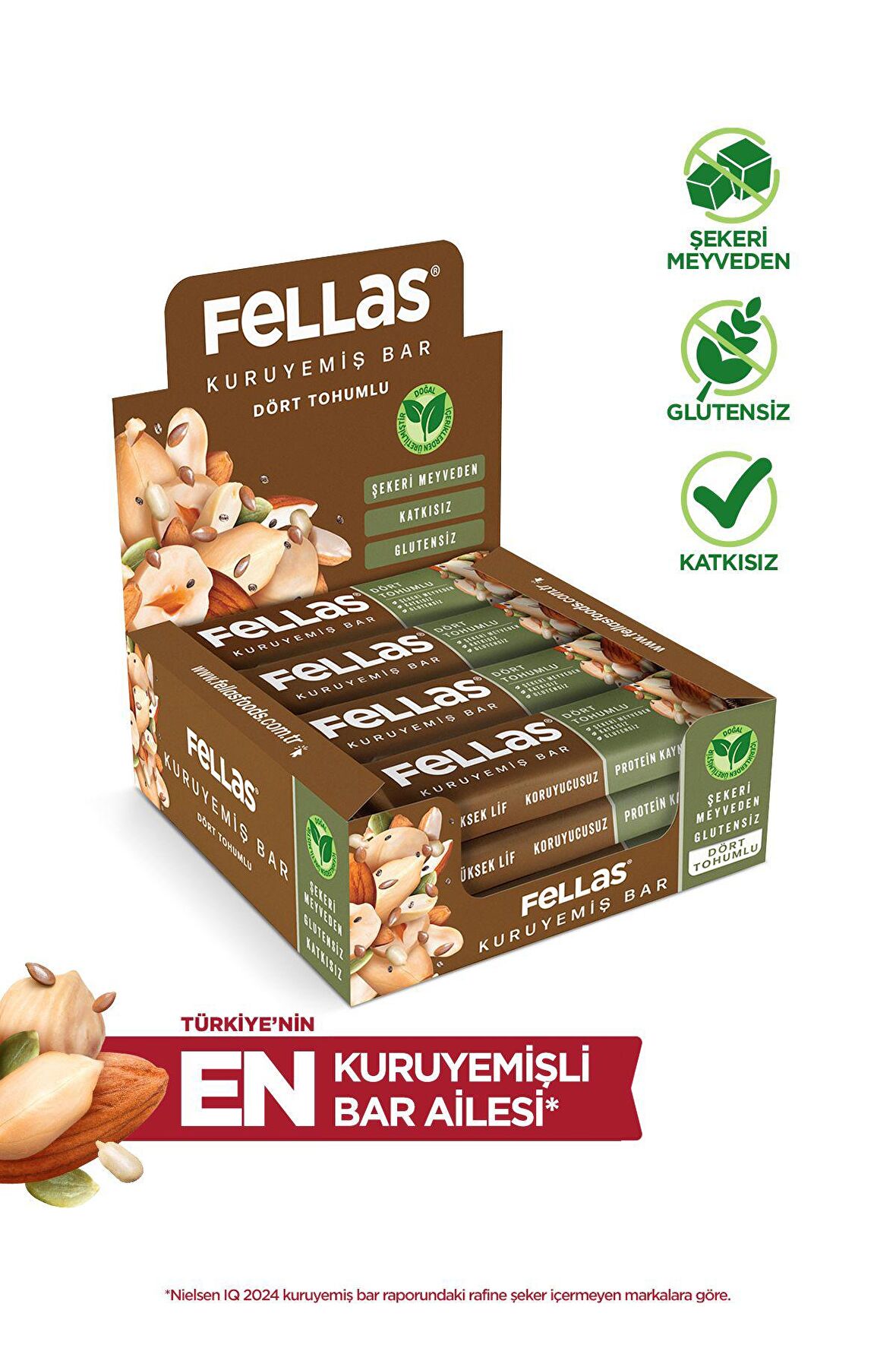 Dört Tohumlu Kuruyemiş Bar 30 gr X 12 Adet