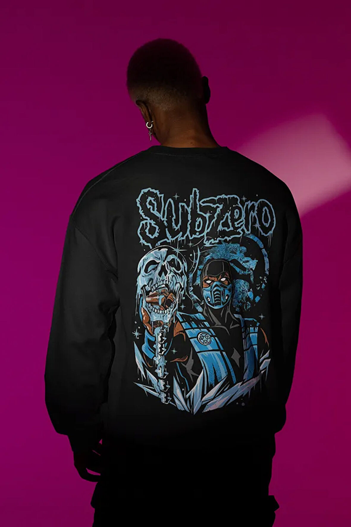 Subzero Baskılı Unisex Oversize Anime Sweatshirt