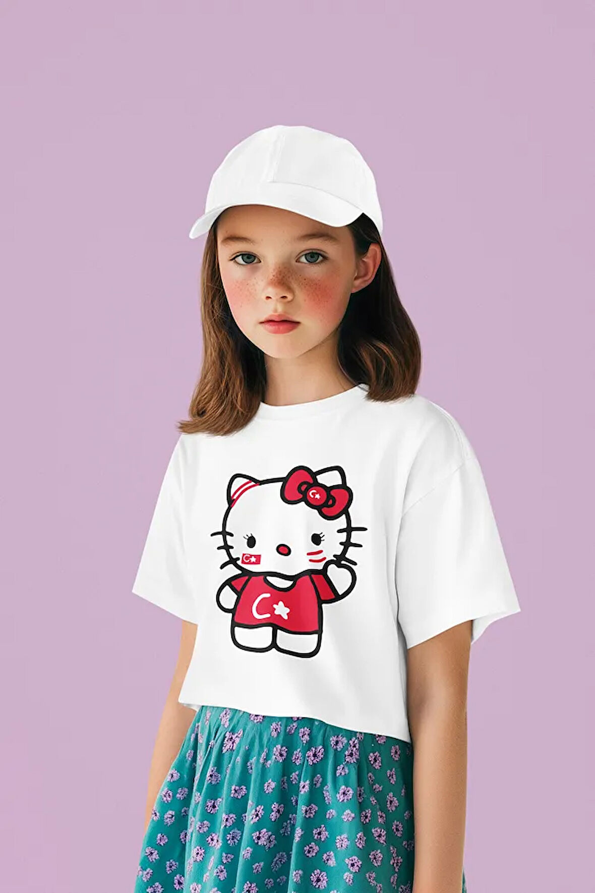 Türkiye Hello Kity Temalı Unisex Çizgi Film Çocuk Tişört (1-12 Yaş)