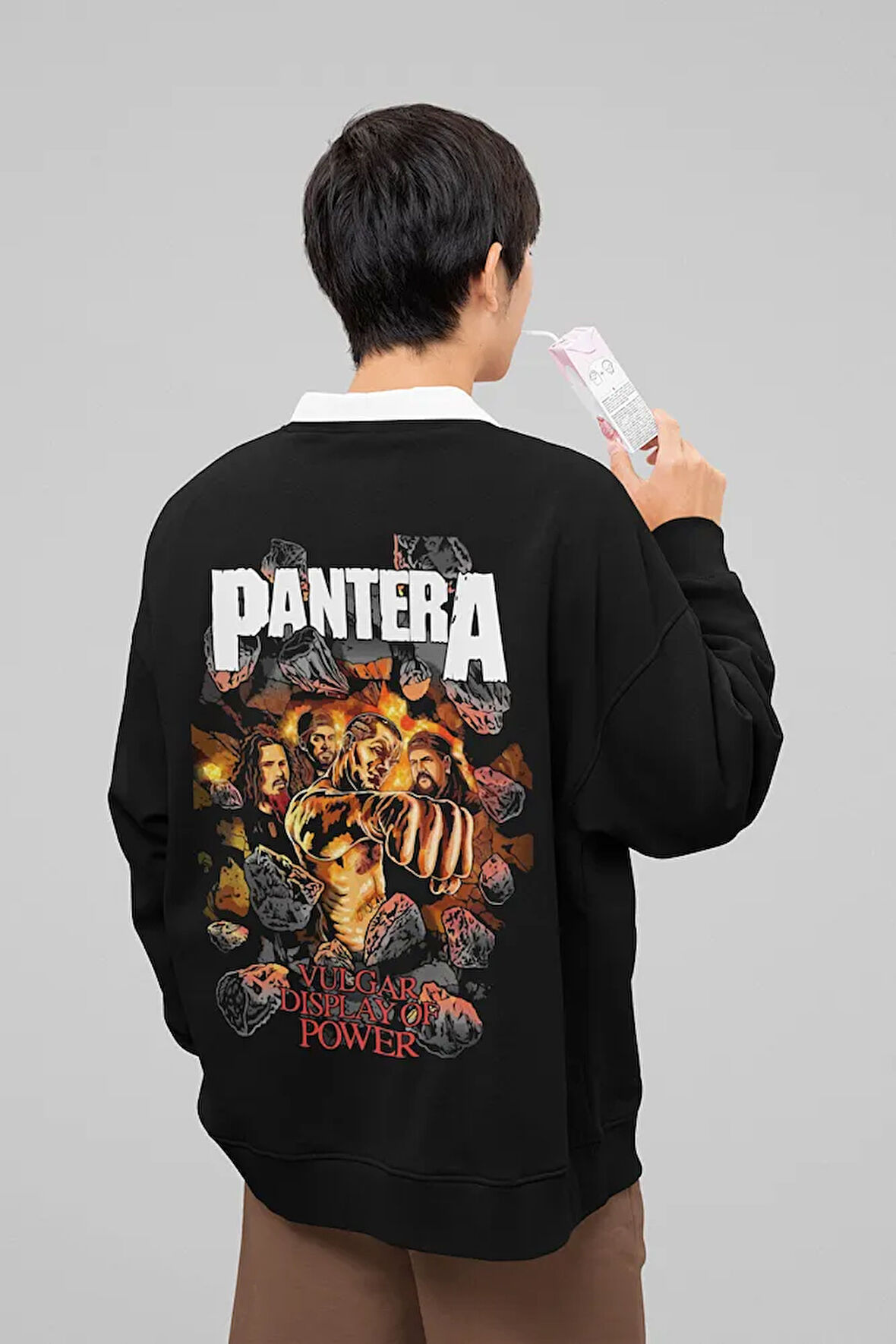 Pantera Vulgar Display Of Power Yazılı Unisex Oversize Müzik Grubu Sweatshirt