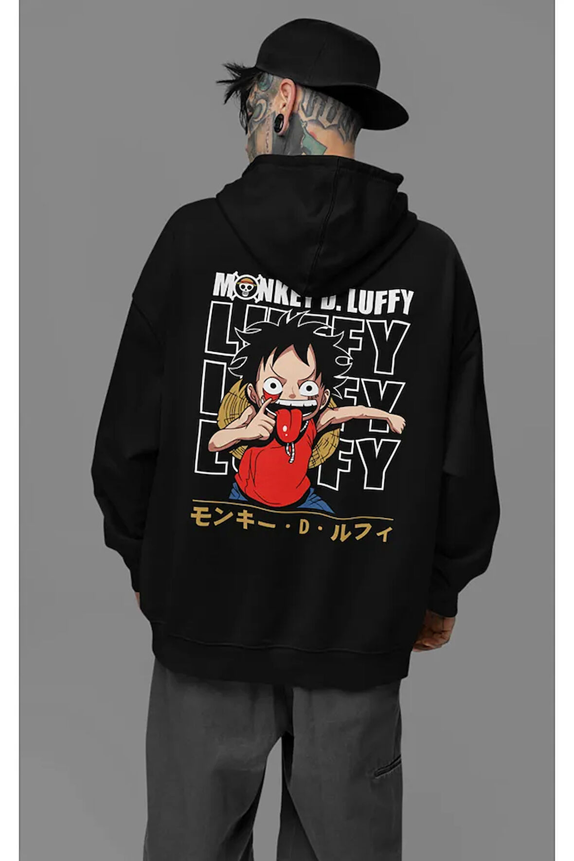 Monkey D. Luffy Baskılı Unisex Oversize Anime Karakter Hoodie