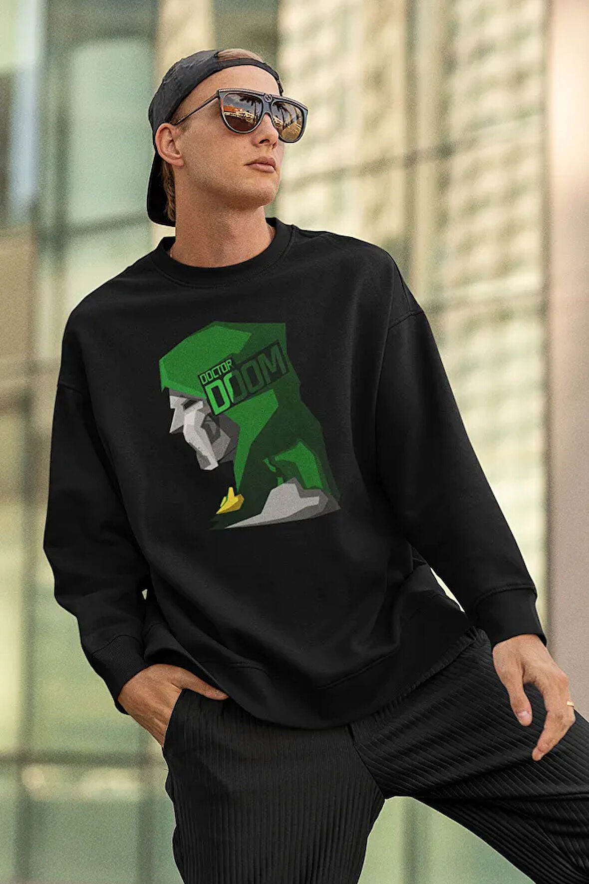 Doctor Doom Baskılı Unisex Oversize Marvel Karakter Sweatshirt