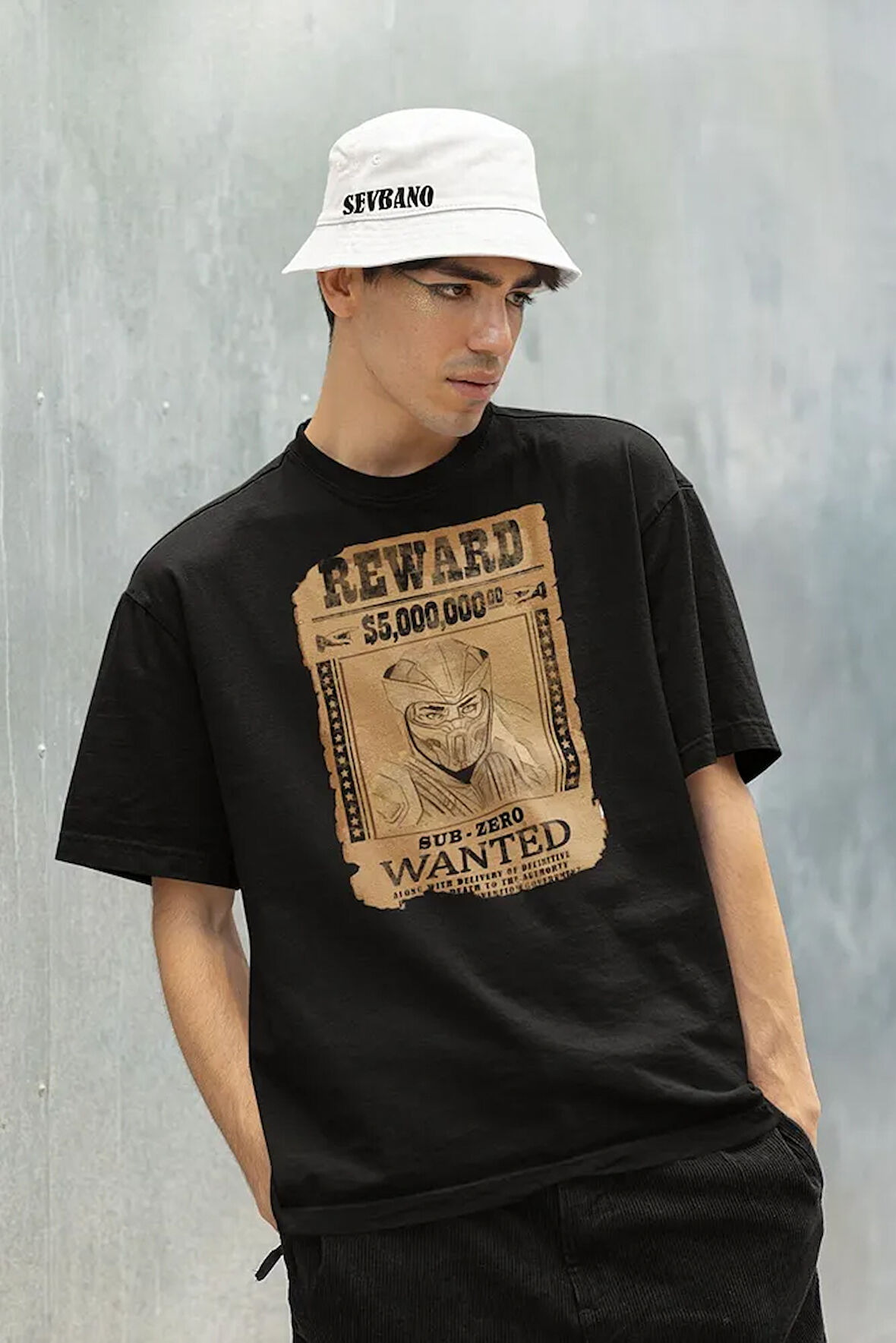 Sub-Zero Reward Wanted Baskılı Unisex Tişört, Oversize Anime Tişört
