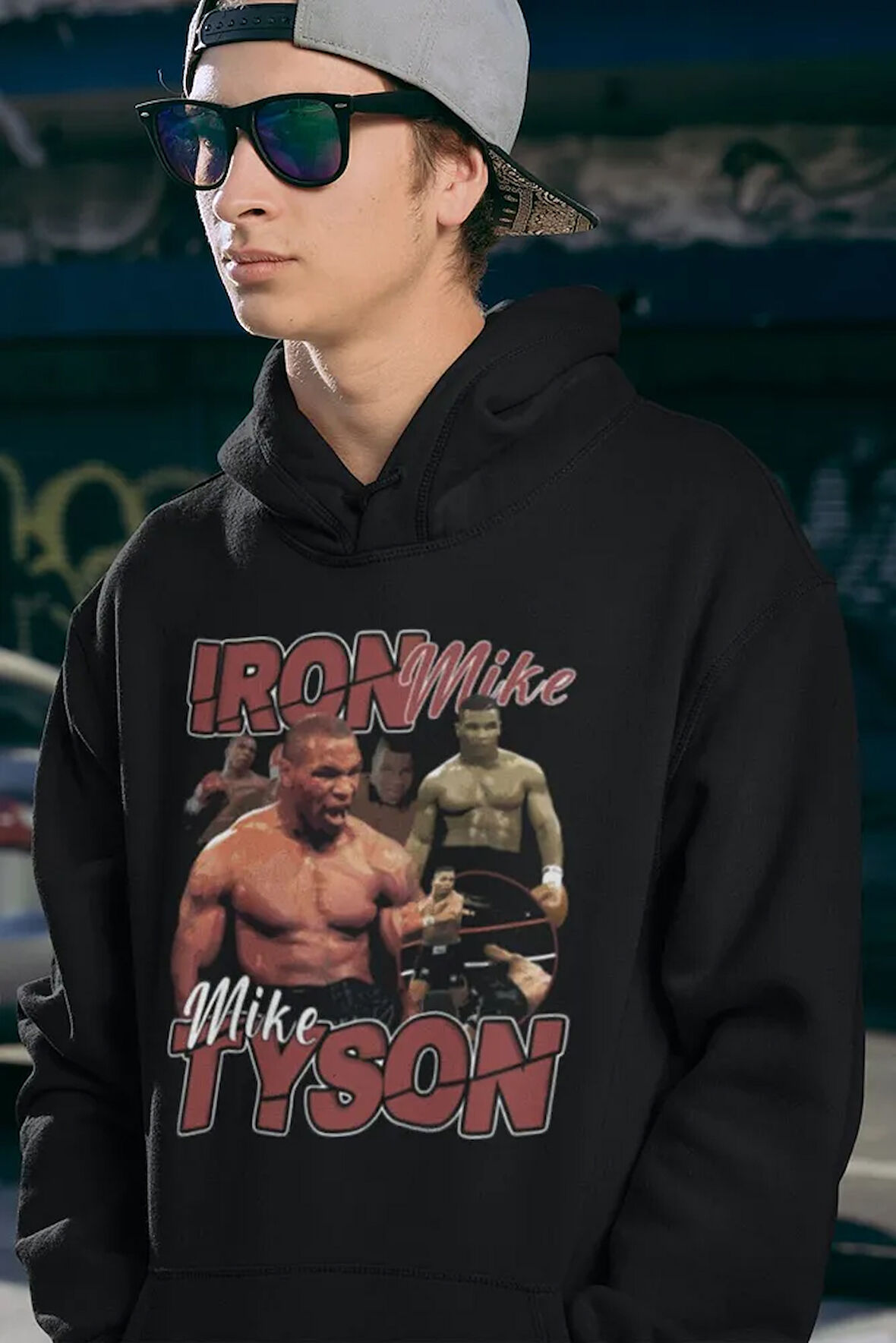 Iron Mike Tyson Baskılı Unisex Oversize Efsane Boksör Hoodie