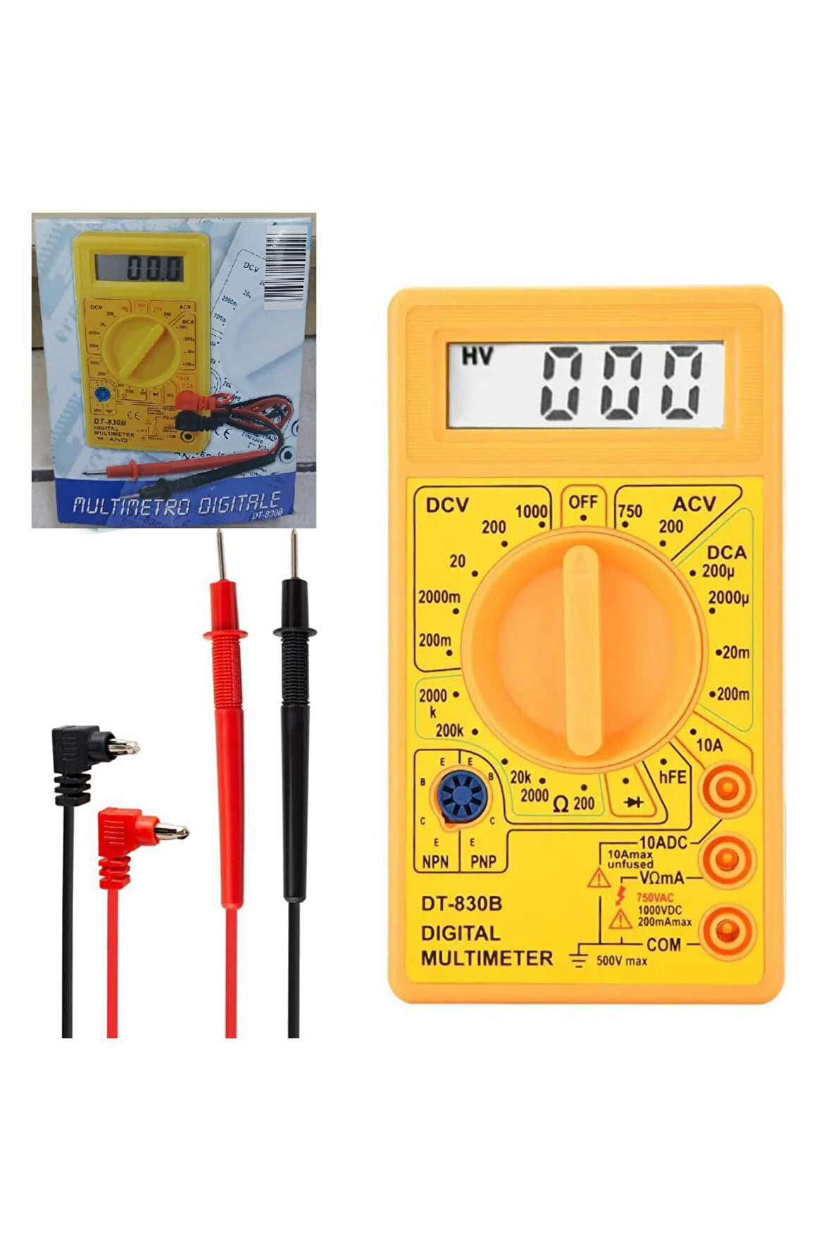 Dijital Avometre Multimetre Ölçü Aleti Akım Voltaj Direnç Ölçer Dt830b Alman Malı