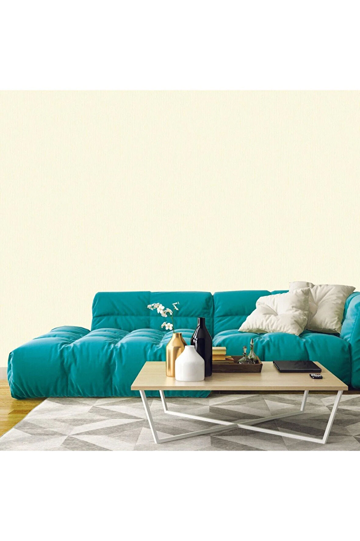 Textured Plain Wallpaper Duvar Kağıdı, Krem - Ephes 6801-3, 10,60 M²