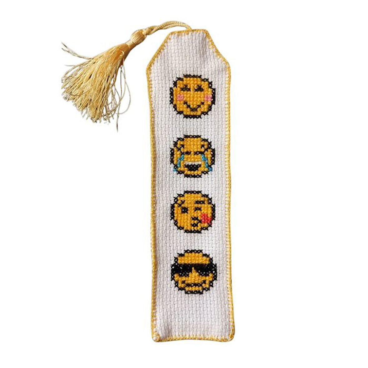 Uretti - Sibel 2453 6623 El Yapımı Eğlenceli Emoji Kanaviçe Kitap Ayracı