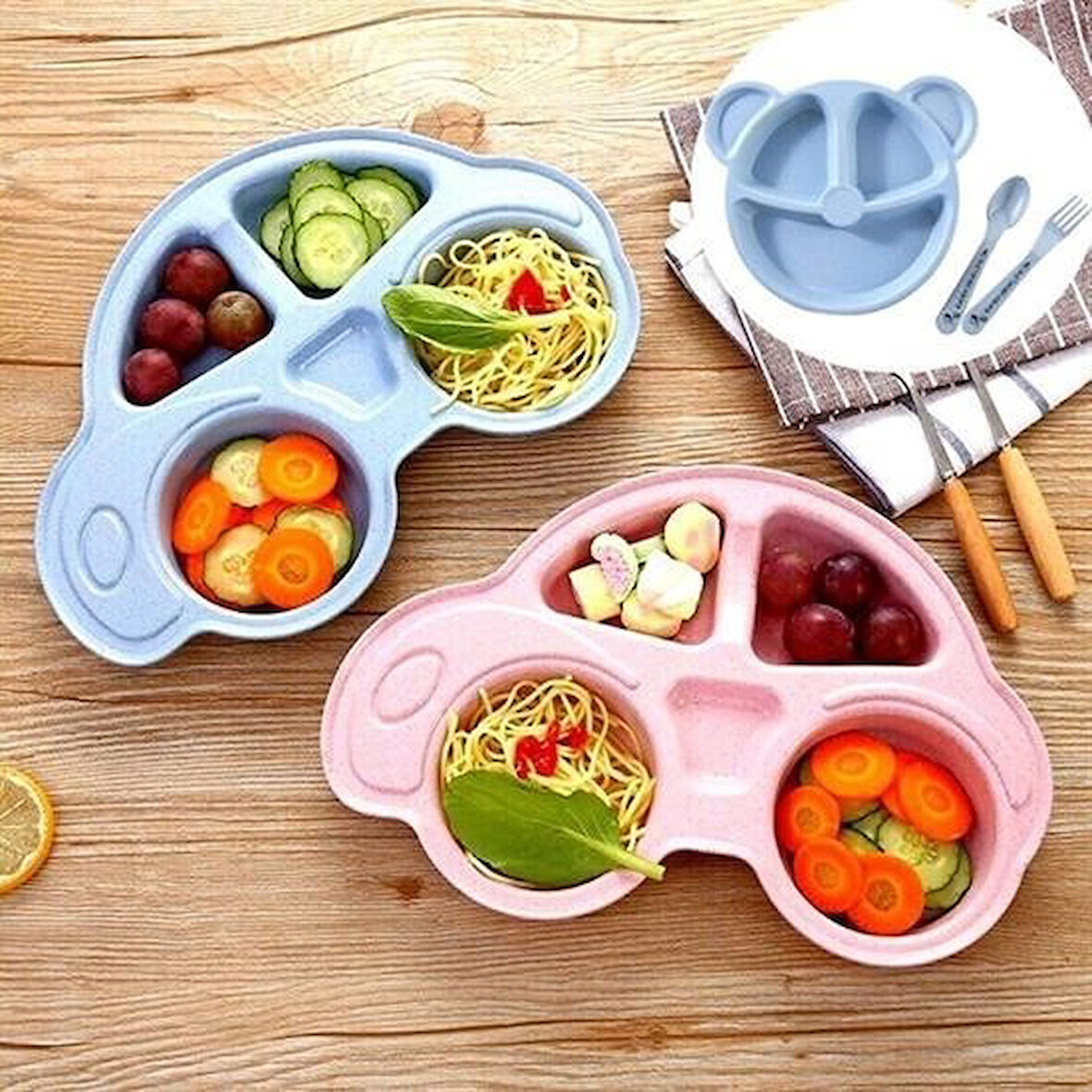 CT-STONES® Bebekler İçin Araba Şeklinde Sevimli Mama Tabağı Çocuk Tabldot