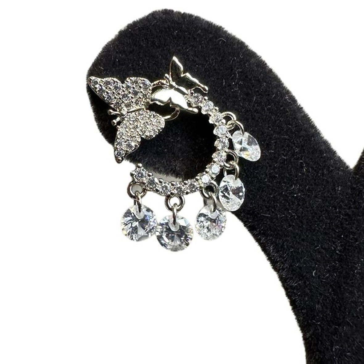 Uretti - İREM 3914 1939 Zirkon Taşlı Kelebek Model Sallantılı Tasarım Küpe