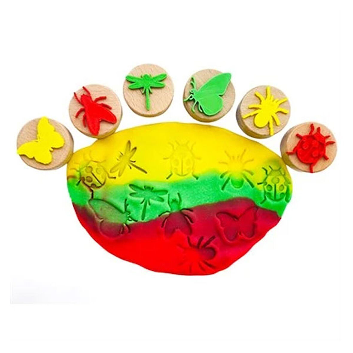 ChildGen Play Dough Ahşap Damga Seti 6lı Böcekler