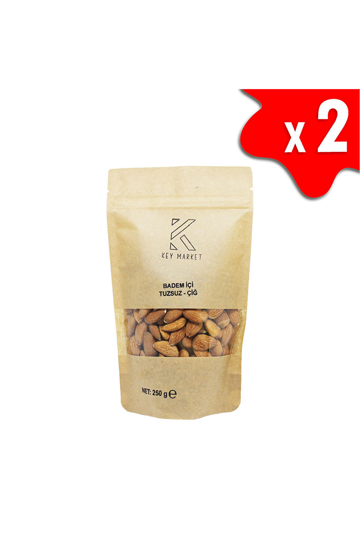 KEY MARKET 500 Gram Doğal, Çiğ Badem İçi