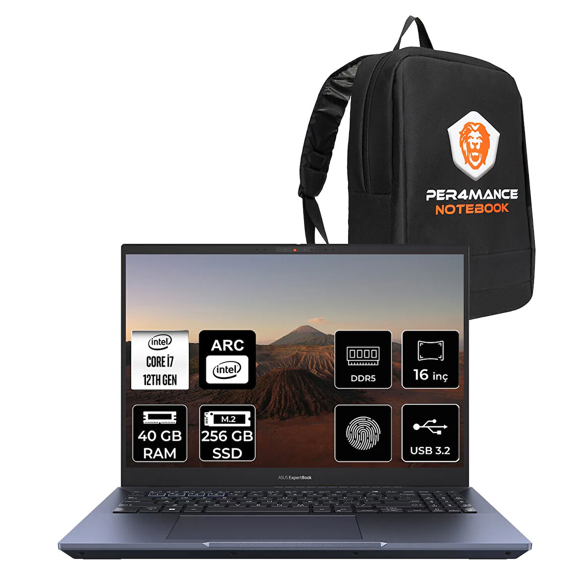 ASUS Expertbook B5 i7 1260P 40GB DDR5 256GB SSD Arc A350M/4GB 16" 4K OLED FDOS Dizüstü Bilgisayar