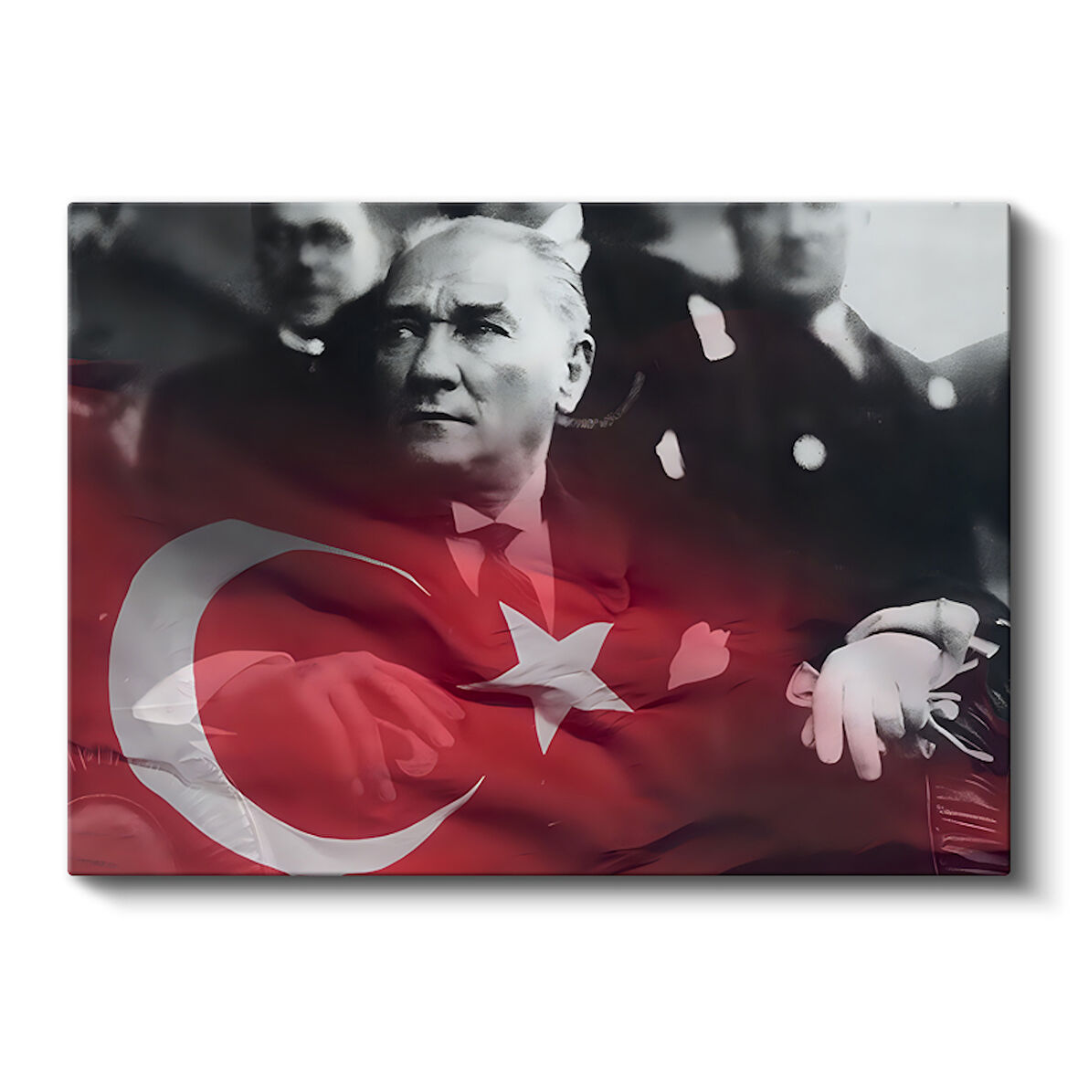 Atatürk ve Türk Bayrağı Kompozisyon Kanvas Tablo