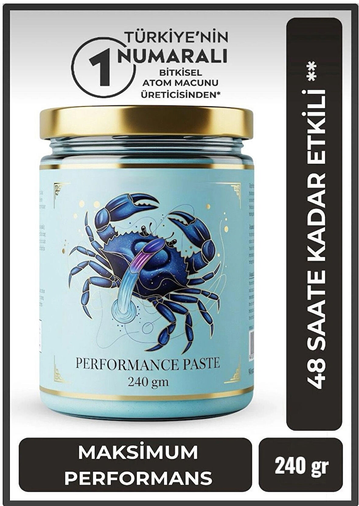 Crab Mavi Yengeç Karışık Atom Macun Keçiboynuzu Pekmezli Ballı Güç ve Kuvvet 240 gr