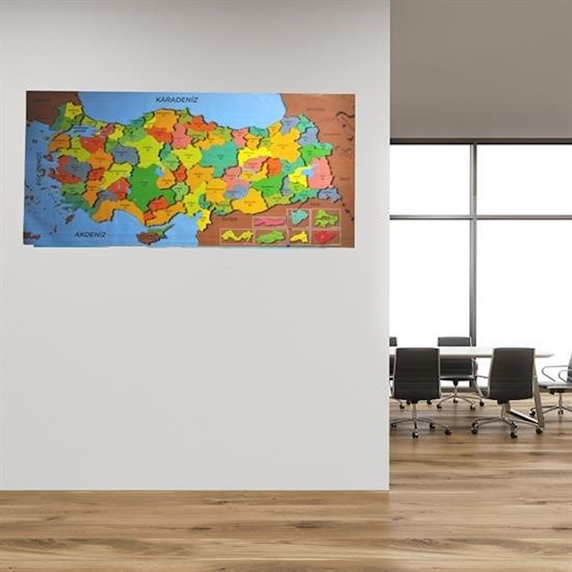 By Nevser® Renkli Türkiye Haritası Manyetik Yapıştırıcı Gerektirmeyen Duvar Stickerı 118 CM * 56 CM
