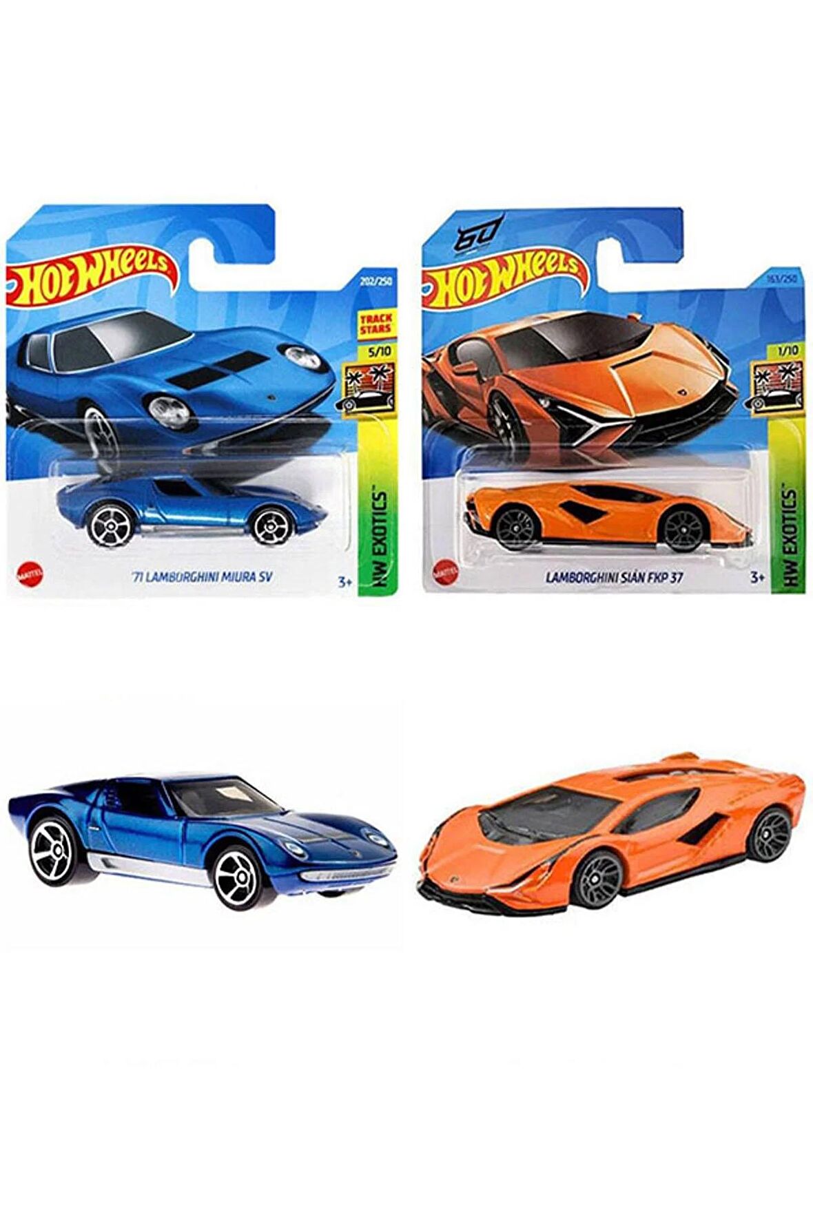 Hot Wheels 71 Lamborghini Miura SV & Sian FKP 37 2 Araç Set (1:64)