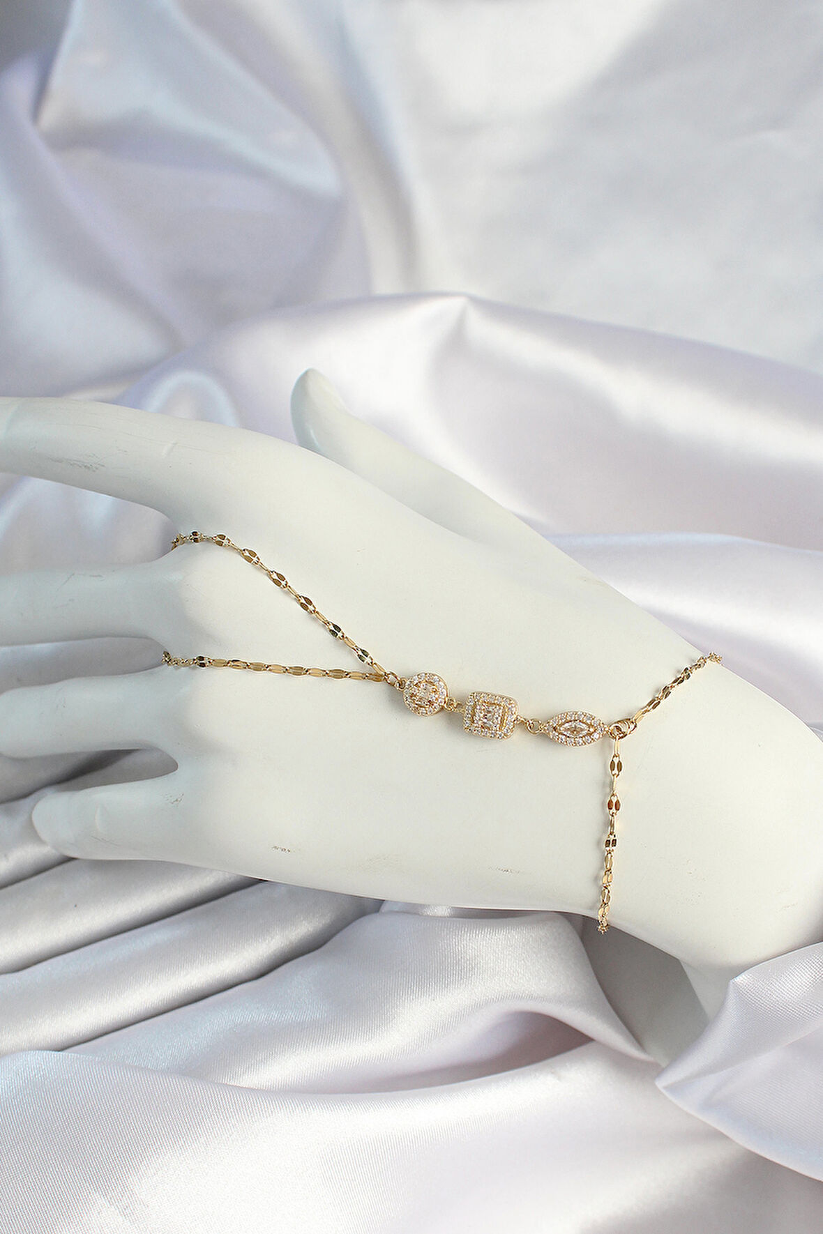 316L Çelik Gold Renk Zirkon Taşlı Baget Şahmeran