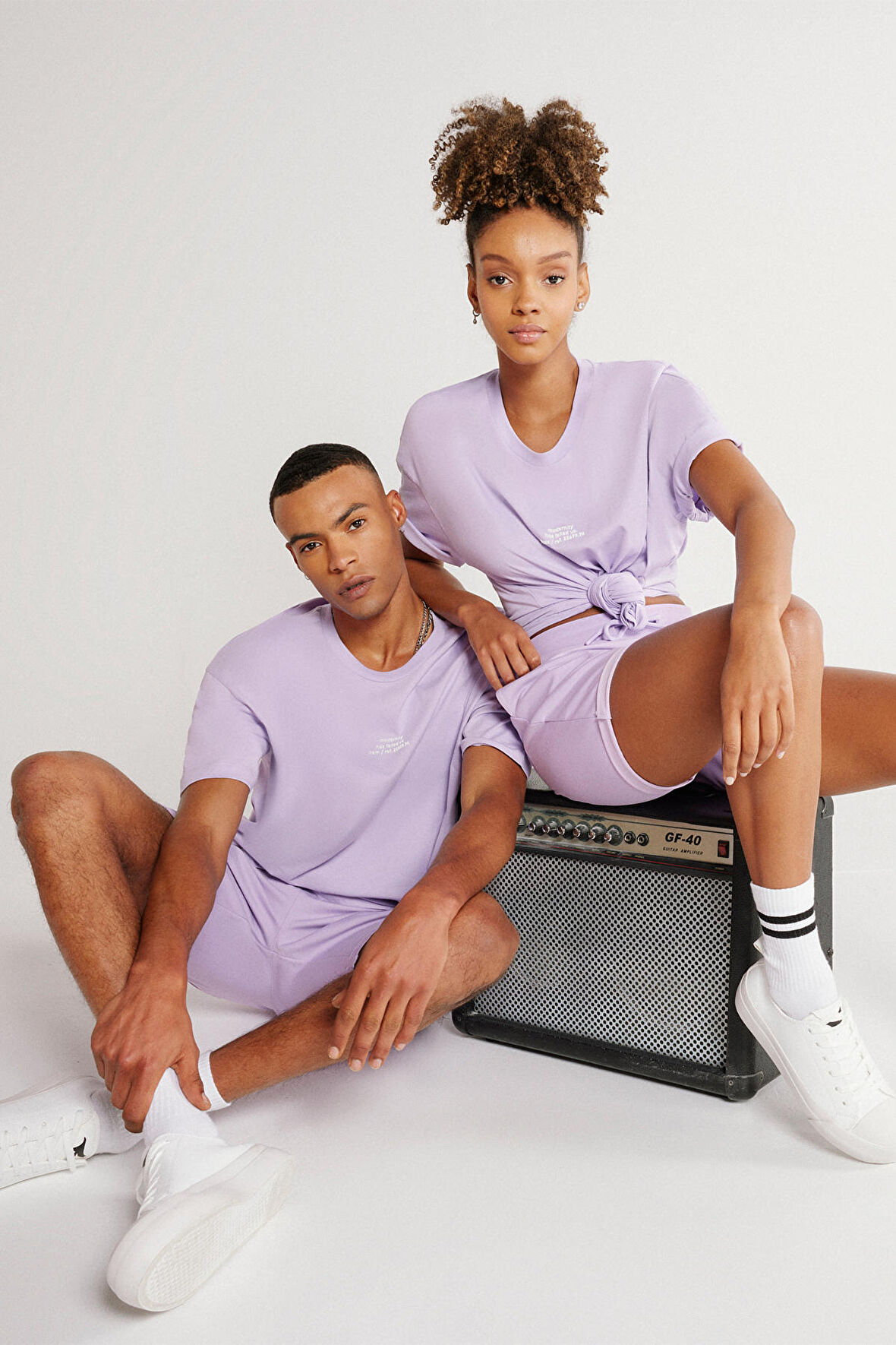 Unisex Lila Standart Fit Normal Kesim Pamuklu Cepli Esnek Örme Şort