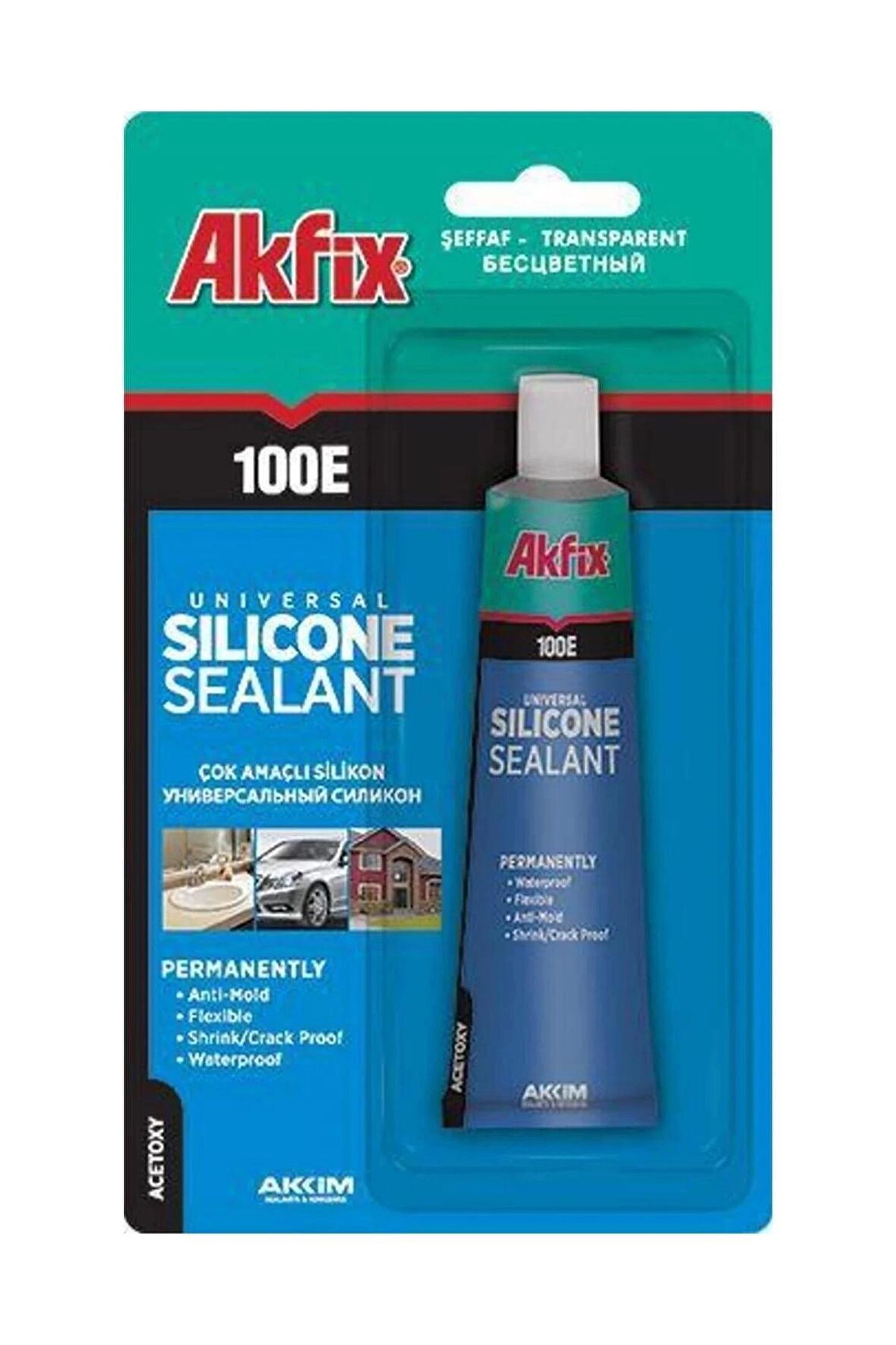 Akfix 100E Tüp Şeffaf Silikon 50 ml