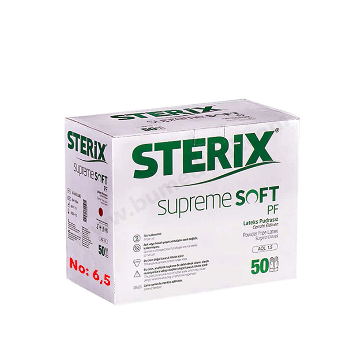 Sterix Steril Eldiven Pudrasız Kutu 50 Adet No: 6,5
