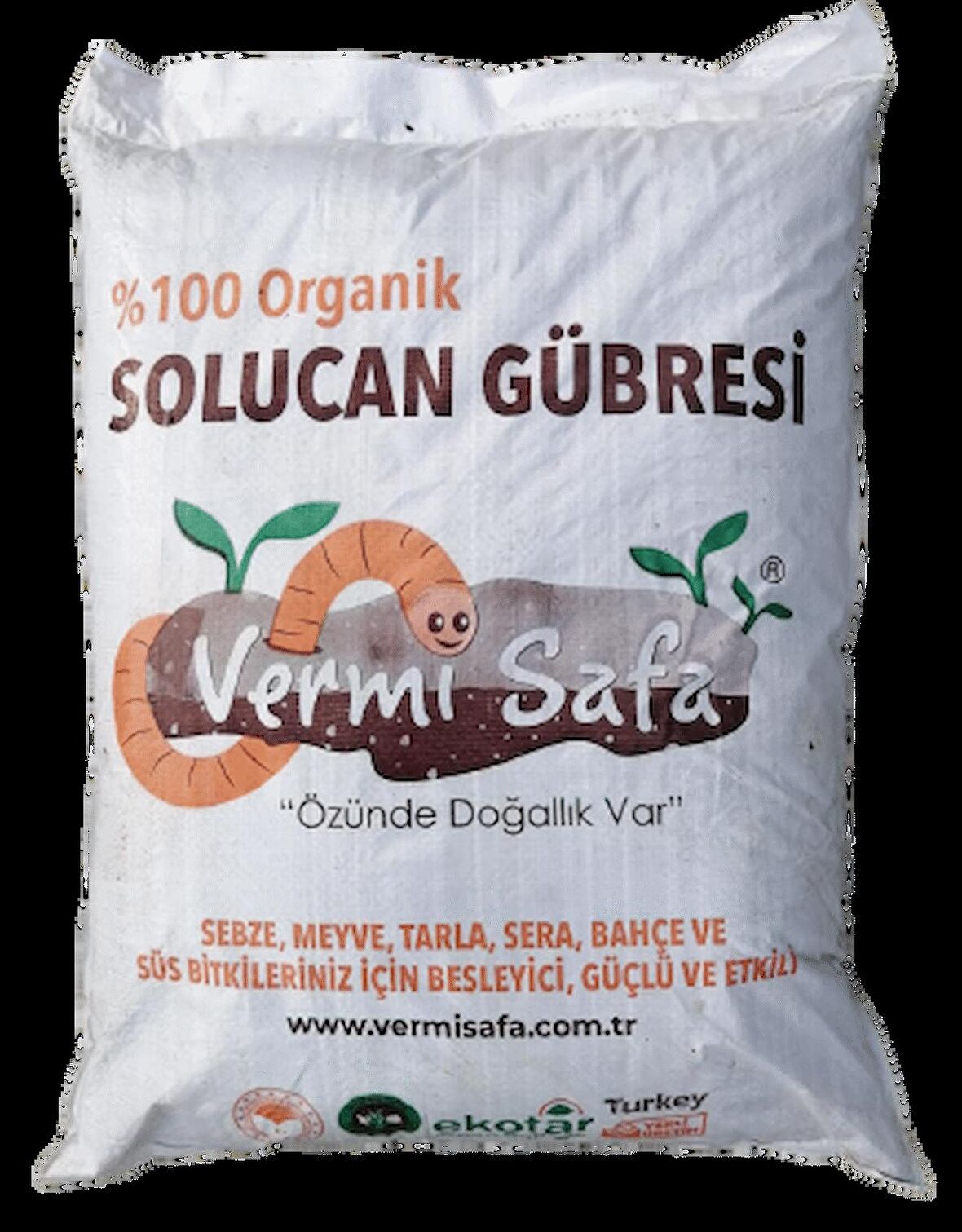 %100 Organik Vermisafa Katı Solucan Gübresi 20 KG Lamine Çuvallı