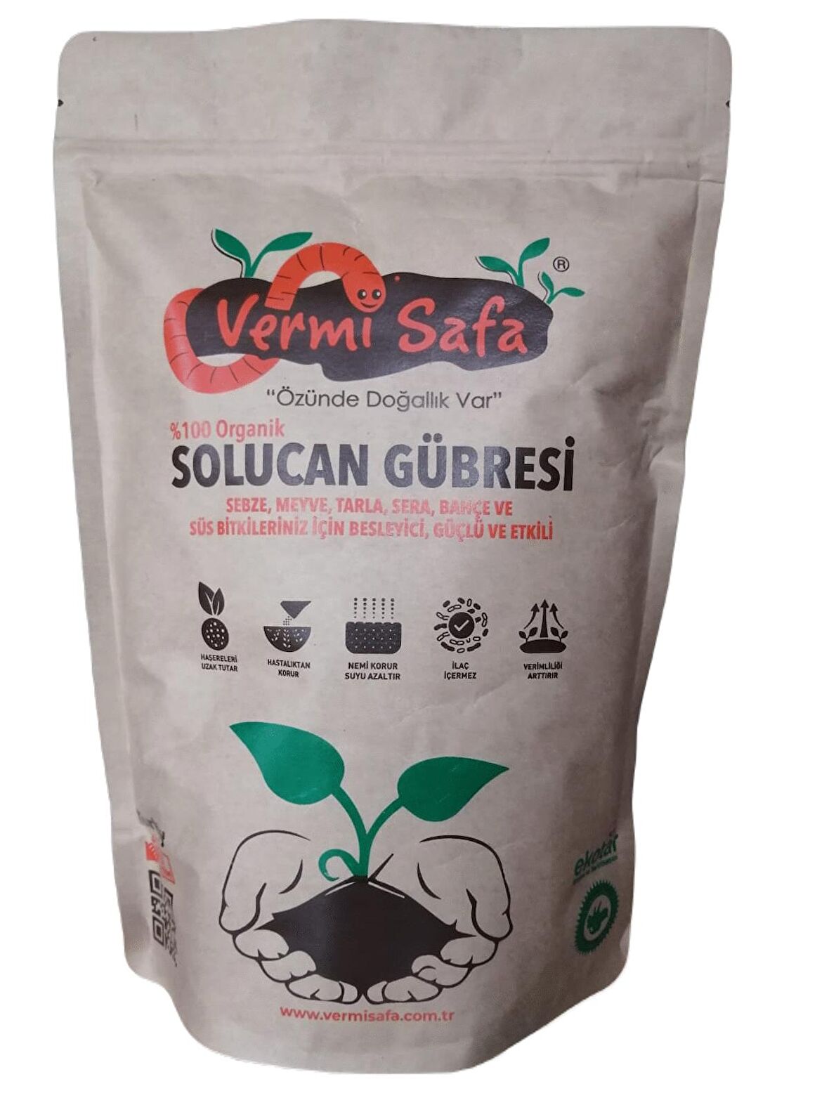 Vermisafa %100 Doğal Organik Katı Solucan Gübresi 1KG