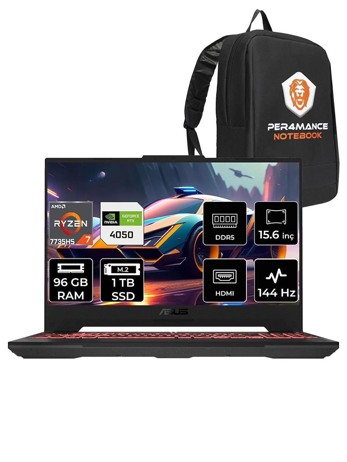 Asus Tuf Gaming A15 R7 7735HS 96GB 1TB SSD RTX4050/6GB 144Hz 15.6" FHD FDOS LP052 & PER4 ÇANTA