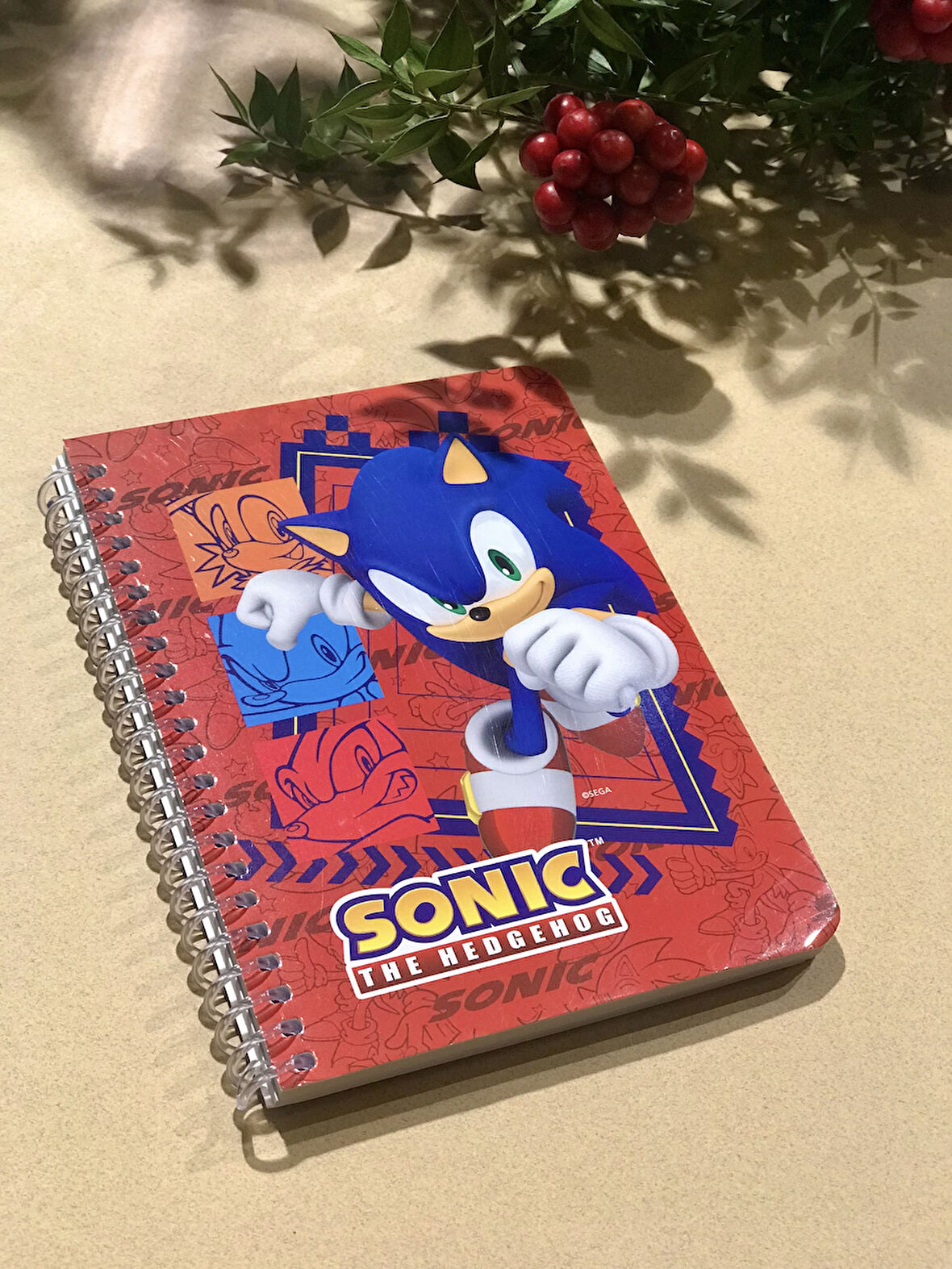 Sonic Lisanslı Kırmızı Spiralli 72 sayfa A6 Çizgili Not Defteri 15x11cm