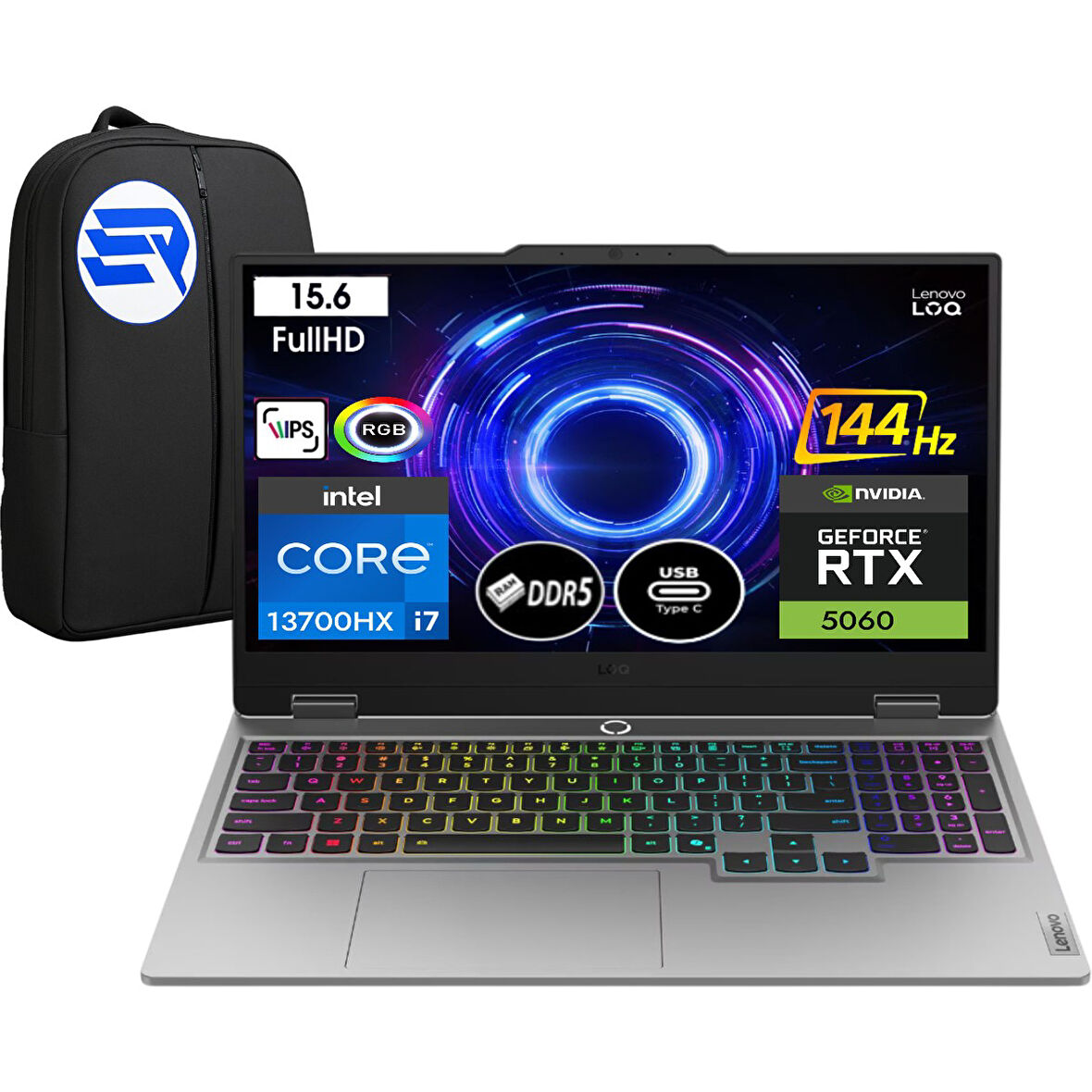 Lenovo Loq 15IRX10 83JE00LFTREP4 I7-13700HX 24 GB Ram 512 GB SSD RTX5060 15.6" 144Hz WIN11 Pro + Elektropasaj Çanta
