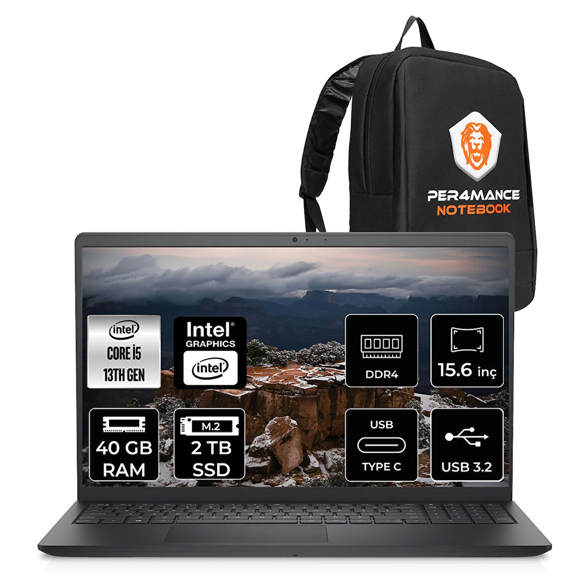 Dell Inspiron 15 3530 i5 1334U 40GB 2TB SSD 15.6'' FHD 120Hz FDOS Dizüstü Laptop & PER4 ÇANTA