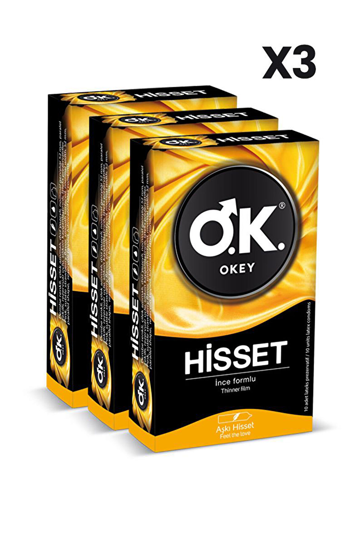 Okey Hisset Prezervatif 10'lu x3 Adet