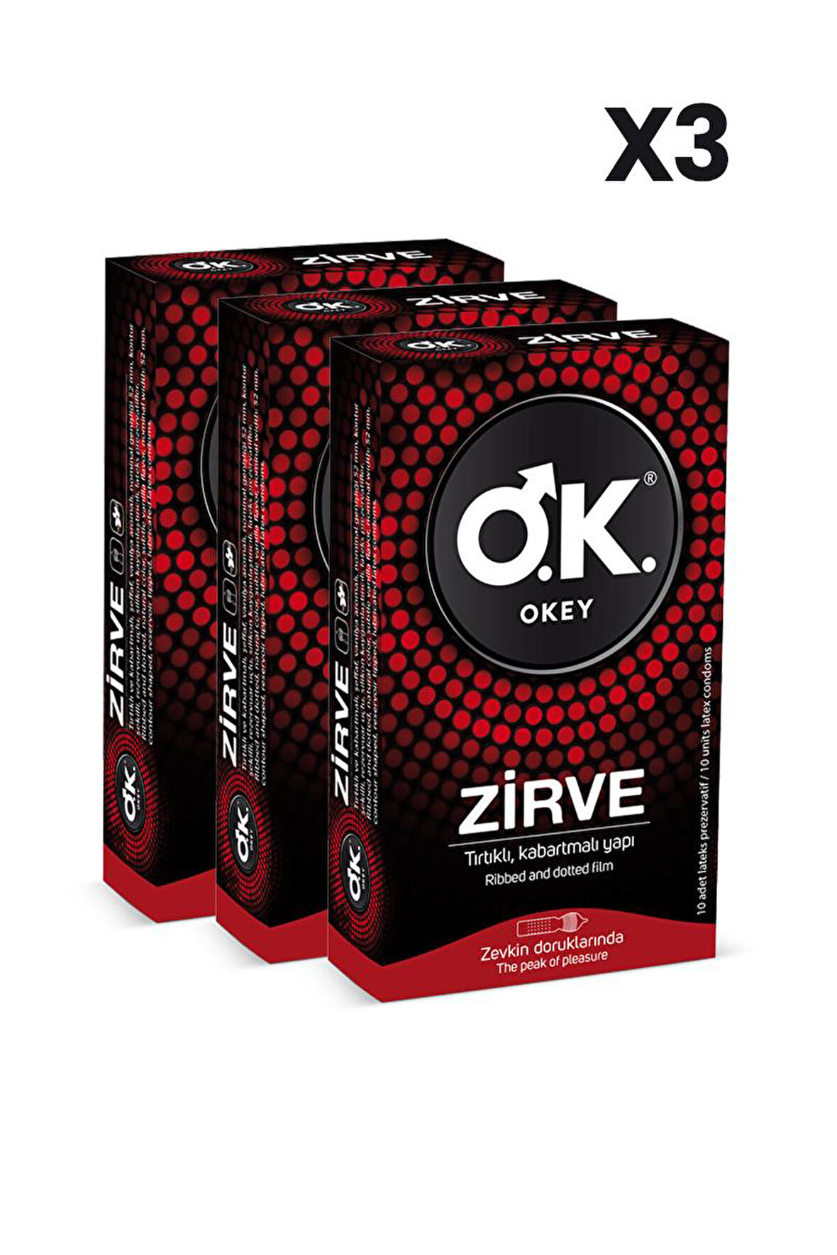 Okey Zirve Prezervatif 10'lu x3 Adet