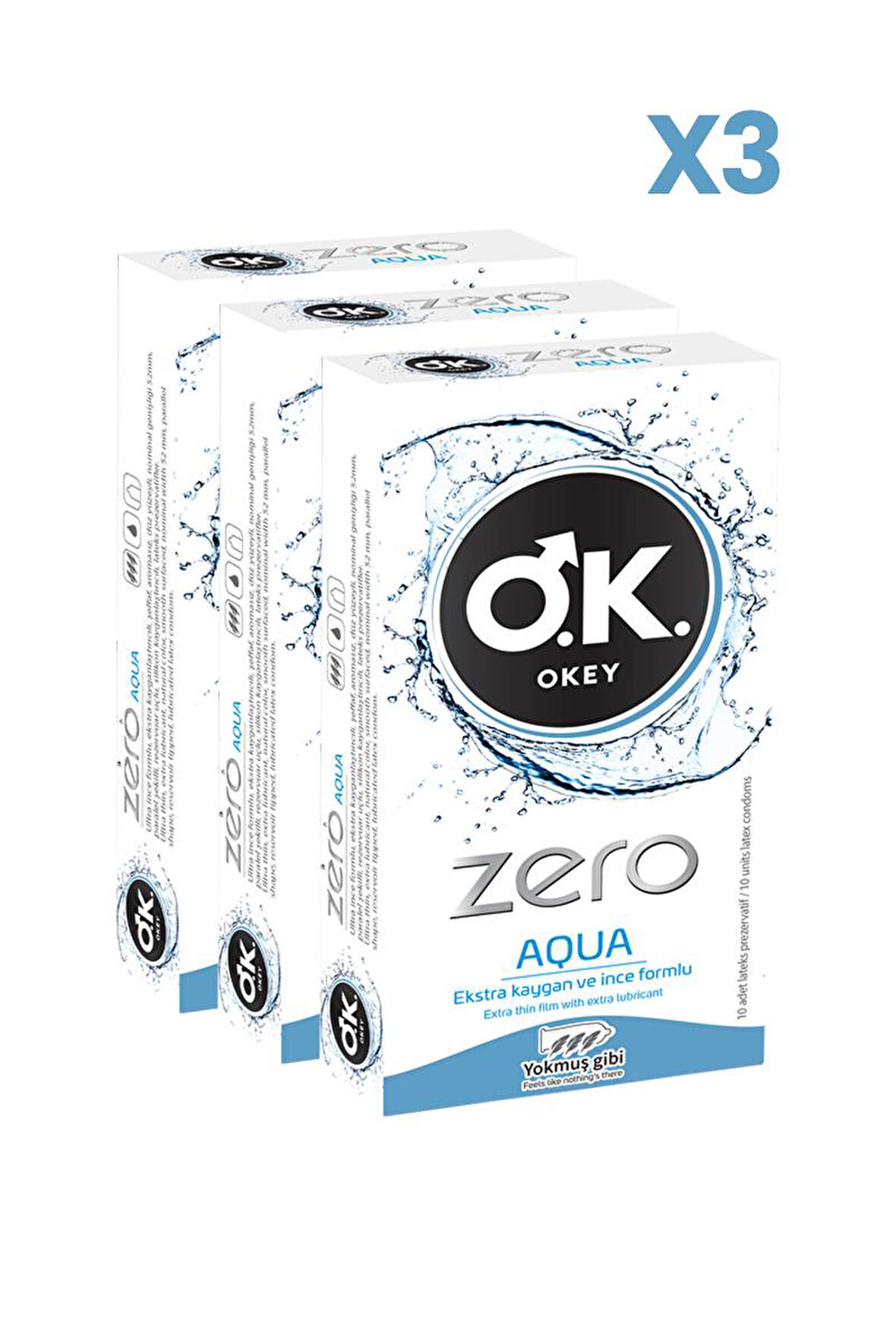 Okey Zero Aqua Prezervatif 10'lu x3 Adet