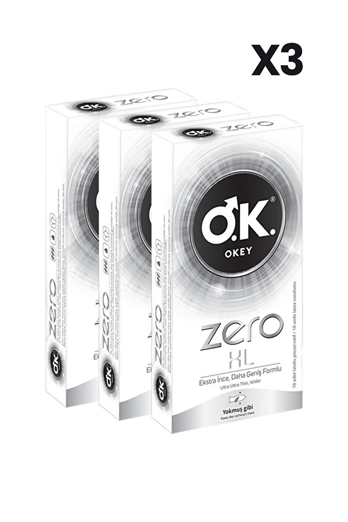 Okey Zero XL Prezervatif 10'lu x3 Adet
