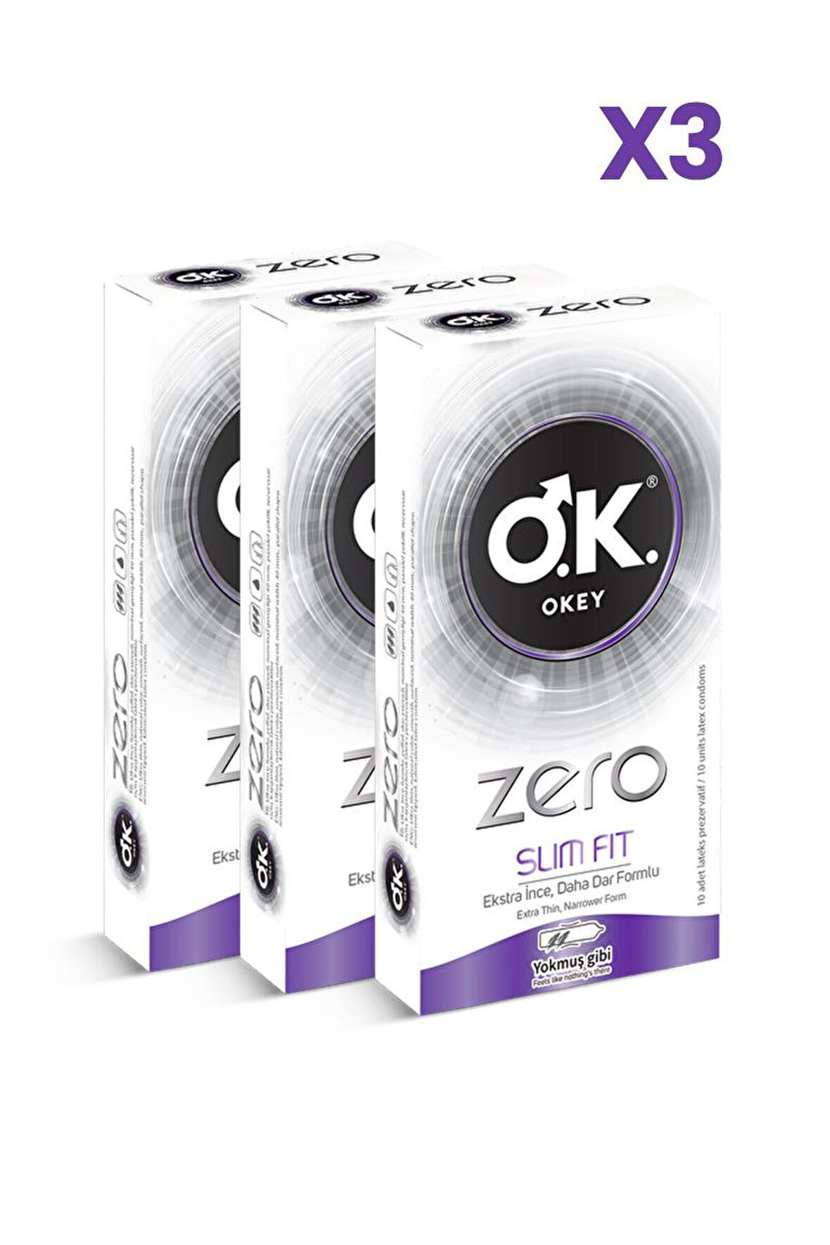 Okey Zero Slim Fit Prezervatif 10'lu x3 Adet