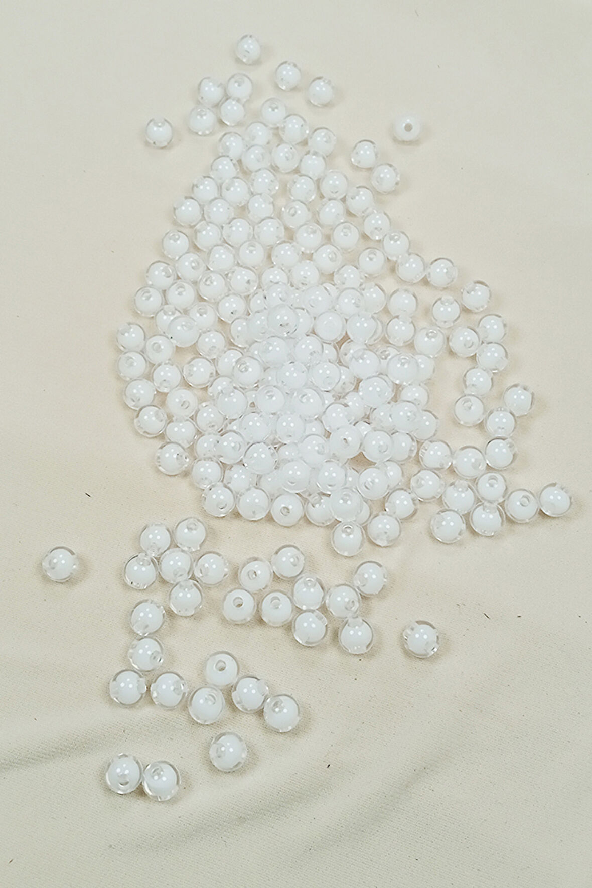 Yuvarlak Boncuk İçten Boncuklu Bileklik Çanta Boncuğu 8 mm 50 gr Beyaz - BNC470