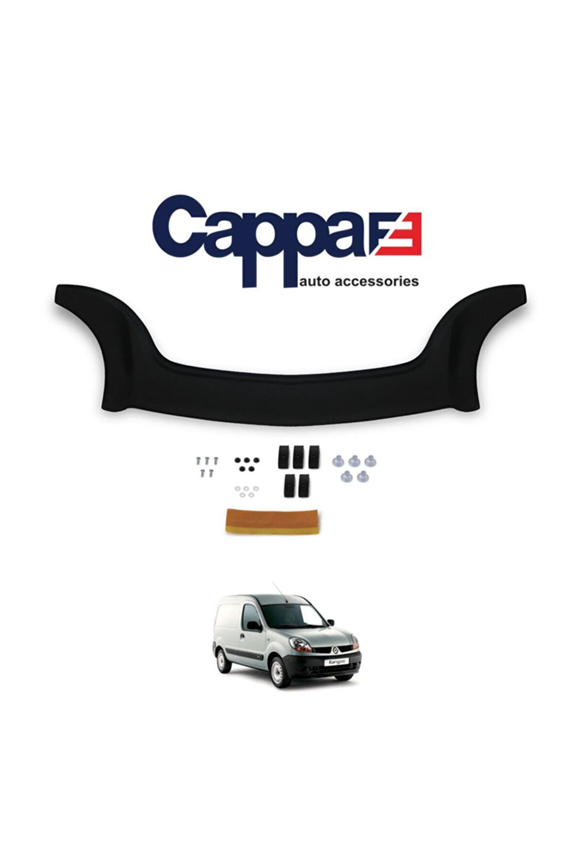 Renault Kangoo Ön Kaput Koruyucu Rüzgarlığı 4mm Akrilik (abs) Piano Black 2003-2007
