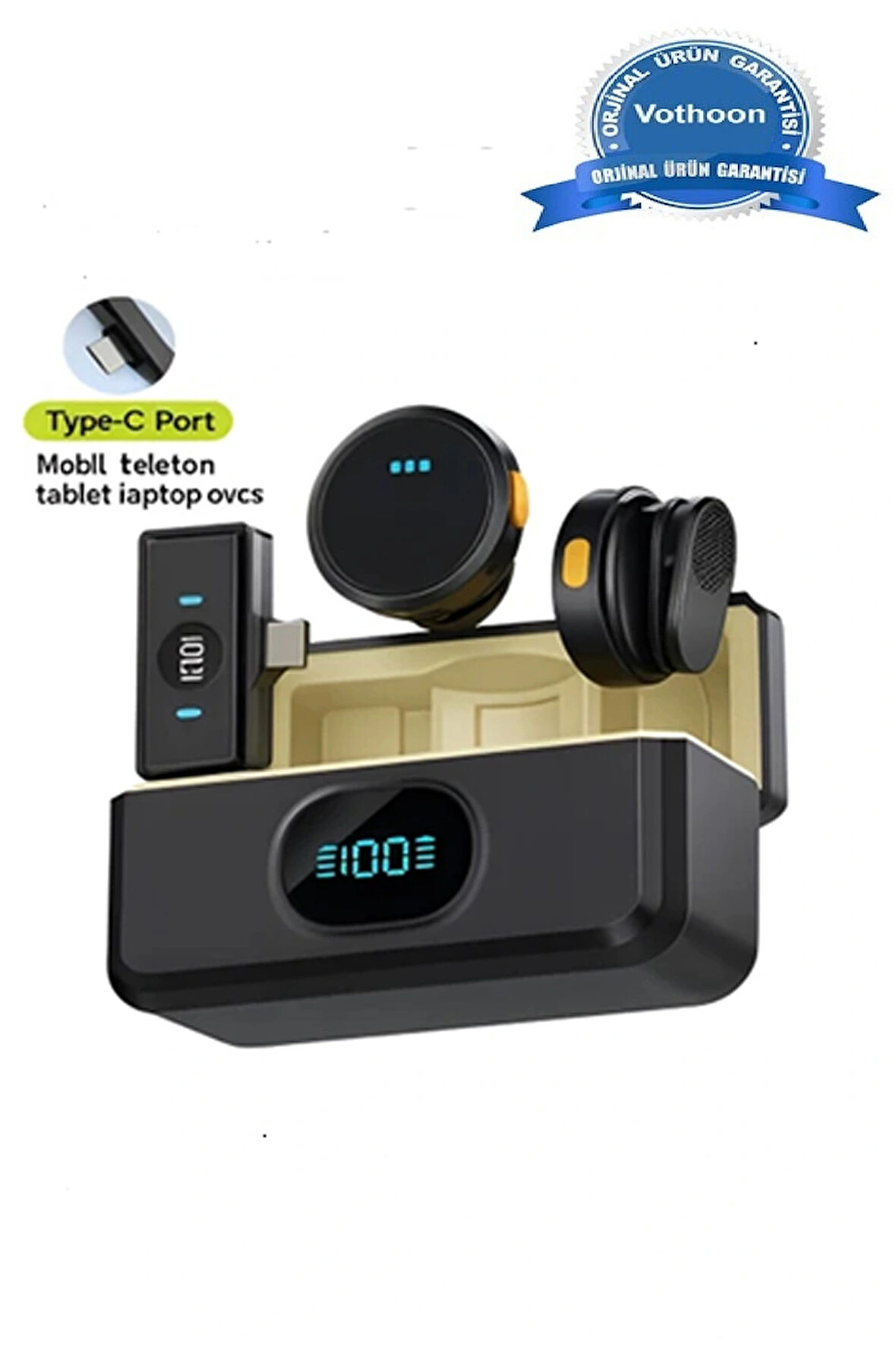 2 Adet Profesyonel Kablosuz Yaka Mikrofonu Typce uyumlu Manyetik Klipsli