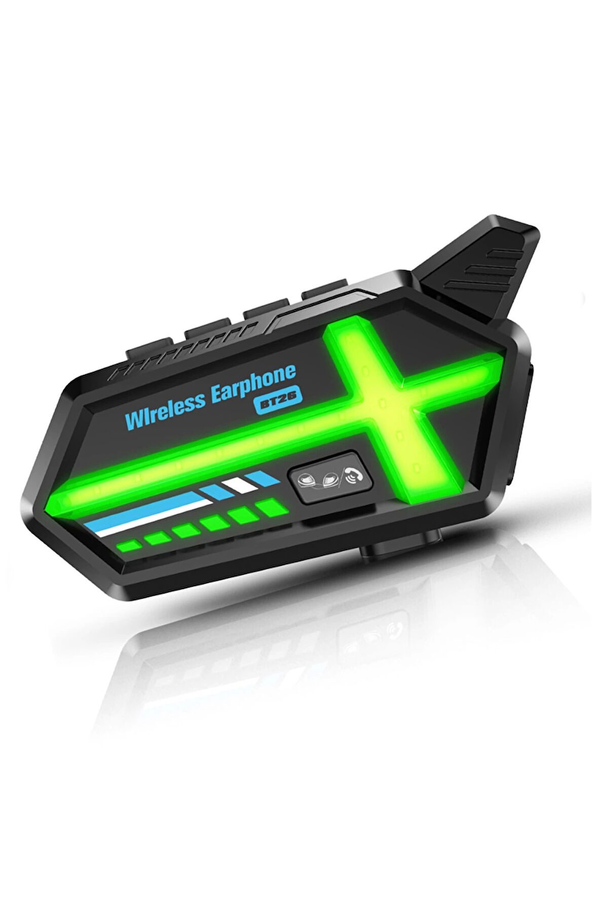 BT26 Motosiklet Kask Kulaklık Bluetooth RGB Işıklı 2 Eşleşme Özellikli 1000 Mah Intercom