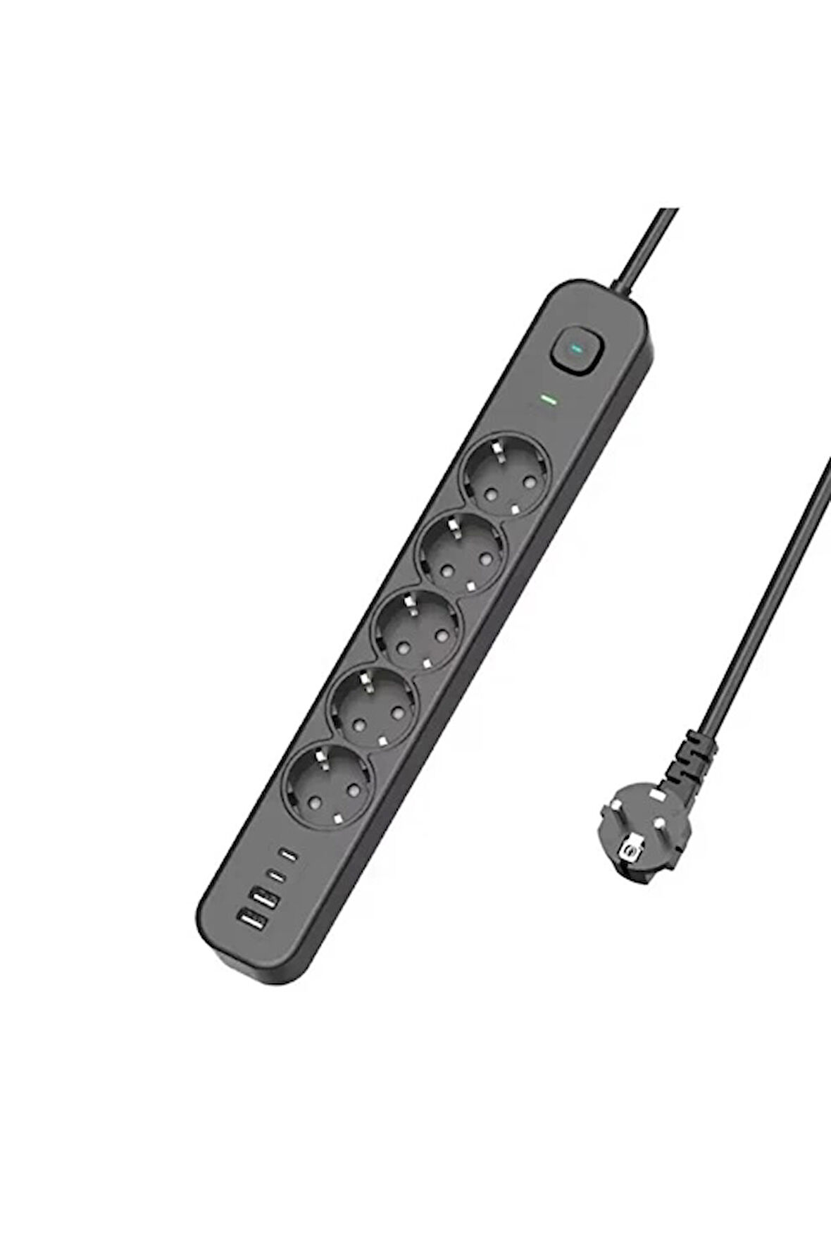 5 Prizli Akım Korumalı Uzatma Kablosu | 2xUSB-A + 2xUSB-C | 3680W - 2m Kablo