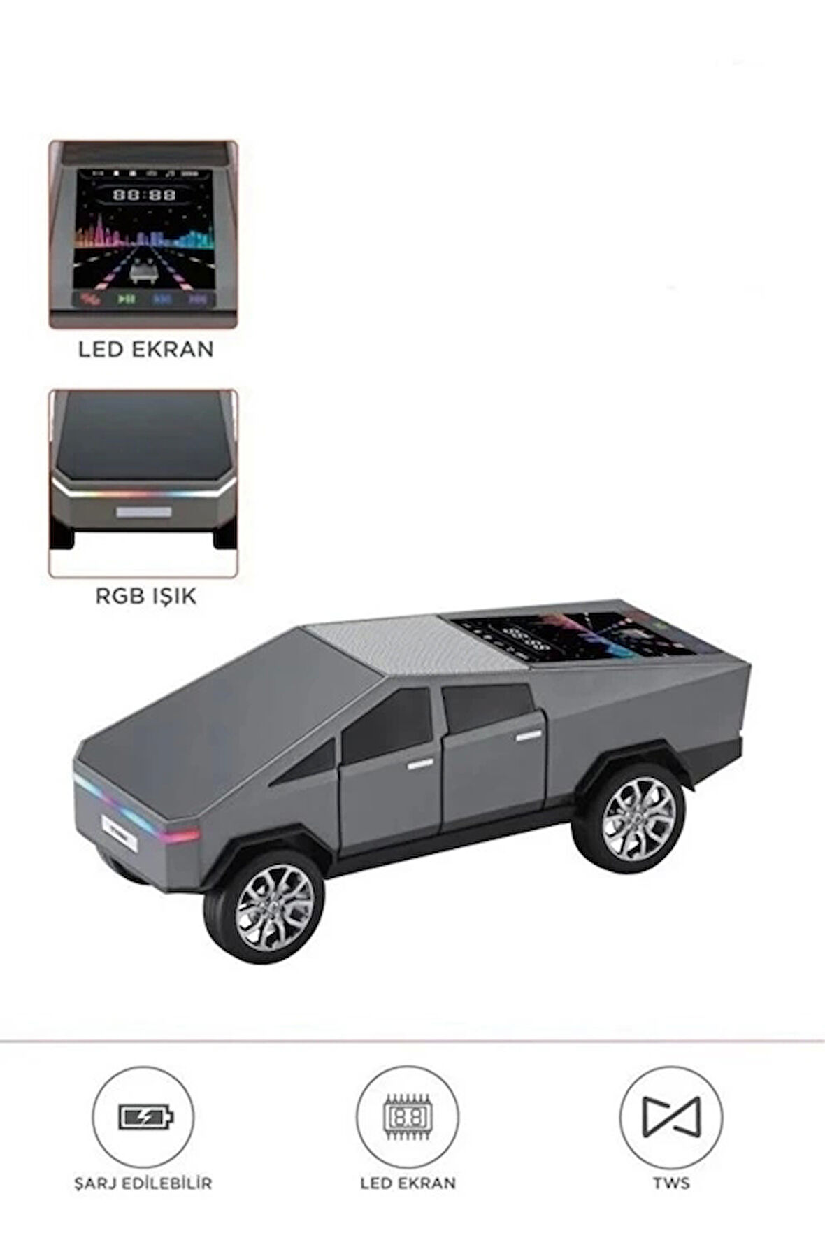 D68 Cyber Model Araba Tasarımlı Bluetooth Hoparlör 15W Güçlü Ses RGB LED /TWS/USB